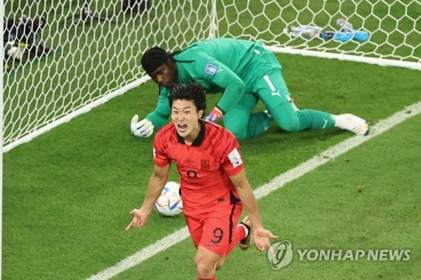 전북 현대의 공격수 조규성은 잊을 수 없는 한 해를 보냈다. 사진은 월드컵 가나전서 득점한 조규성. ⓒ연합뉴스 전북 현대의 공격수 조규성은 잊을 수 없는 한 해를 보냈다. 사진은 월드컵 가나전서 득점한 조규성. ⓒ연합뉴스
